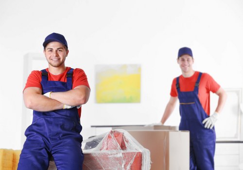 Office furniture and equipment prepared for a Kensington move